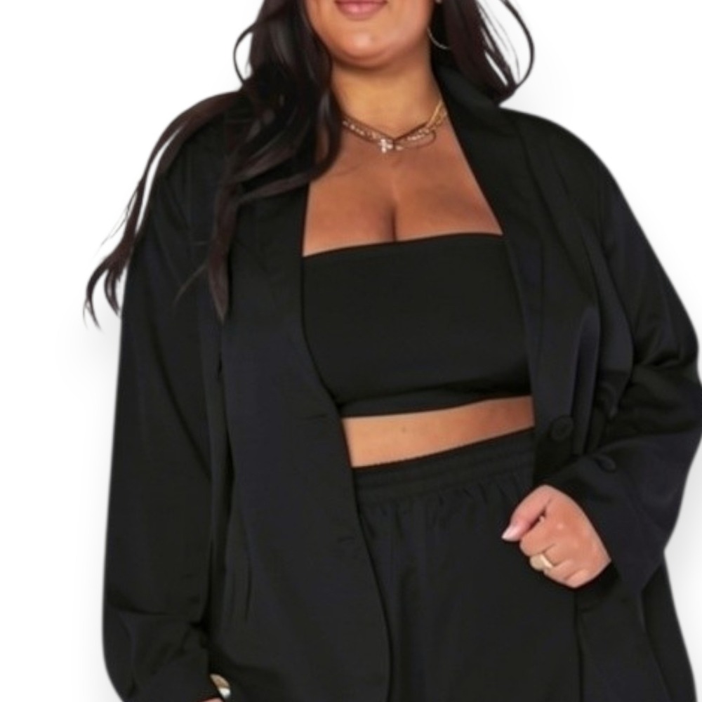 Show me your‎ Mumu Womens Black Blazer luxe Satin 3X New - Evening Party Wedding